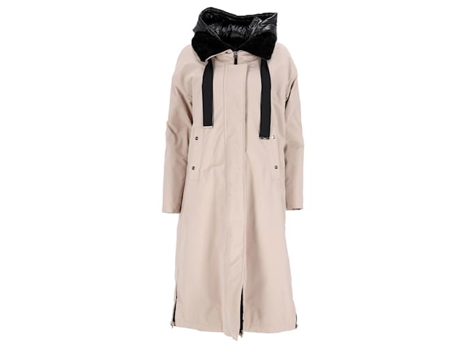 Parka midi in poliestere beige con fodera in pelliccia Herno