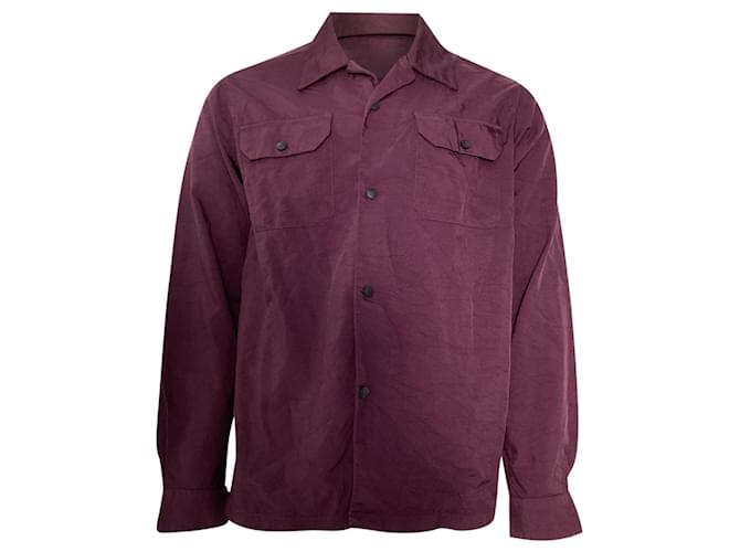 Camicia a maniche lunghe con bottoni Acne Studios in nylon bordeaux Rosso Bordò