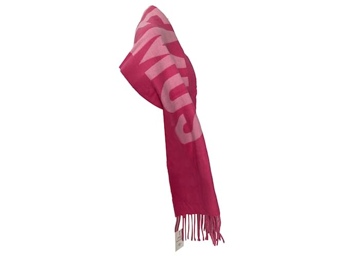 Sciarpa in lana jacquard con logo Jacquemus in rosa Marrone