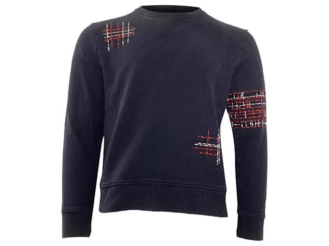 Felpa con collo rotondo Loopback Thom Browne in cotone blu navy