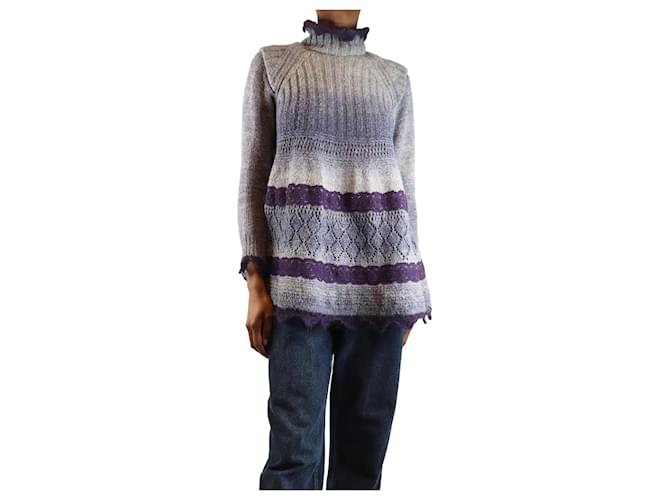Jean Paul Gaultier Maglione a righe in misto mohair viola - taglia XS Porpora