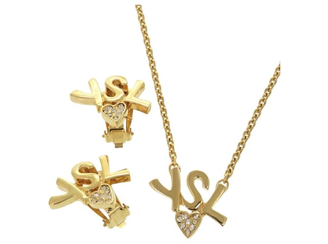 Collana in oro con pietra a forma di cuore Yves Saint Laurent D'oro