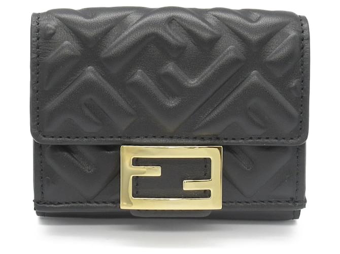 Portafoglio in pelle Fendi 8M0395 a tre pieghe Nero