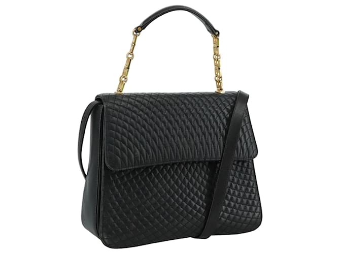 BALLY Borsa a mano in pelle 2 vie Nero Oro Auth bs20947 D'oro