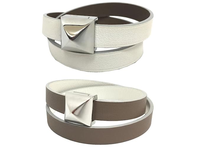 Bracciale Double Tour Infinie Medor di Hermès Bianco Taupe