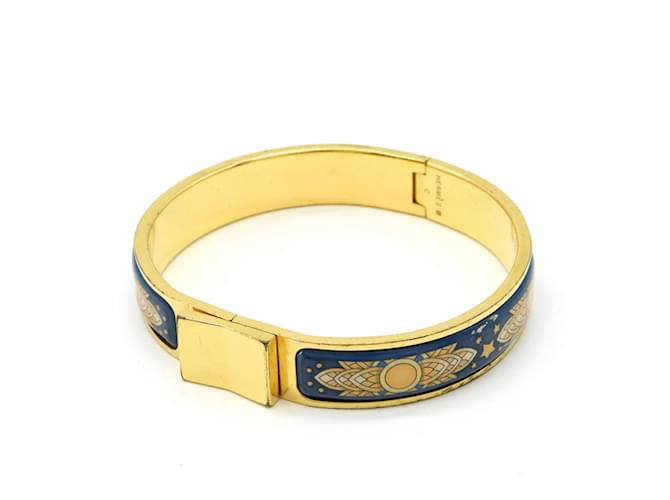 Bracciale bangle in smalto PM Click Clack di Hermès Blu Giallo