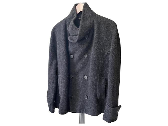 cappotto o caban in lana grigio antracite Adolfo Dominguez taglia 56