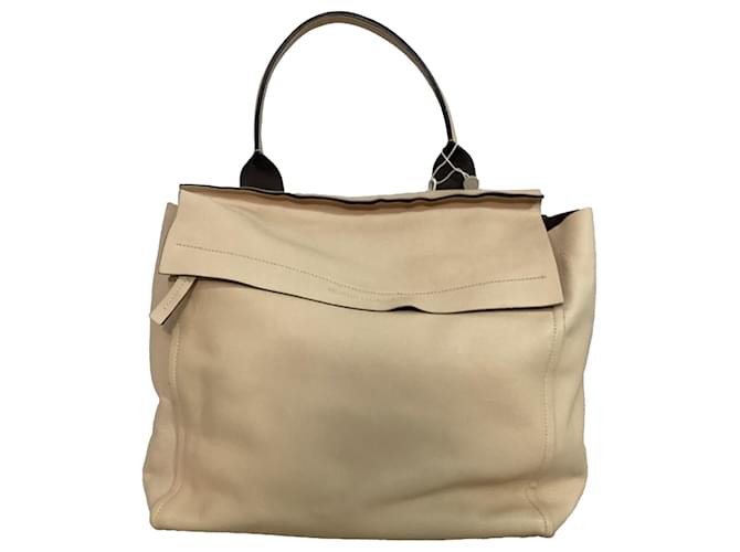 Borsa a mano con zip Brunello Cucinelli in pelle nuda Marrone Carne