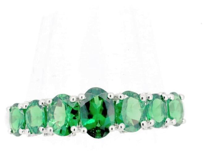 Autre Marque Anello in diamante e granato GSTV Pt950 Verde