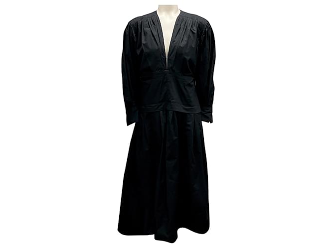 Abito midi nero in popeline con scollo a V Proenza Schouler