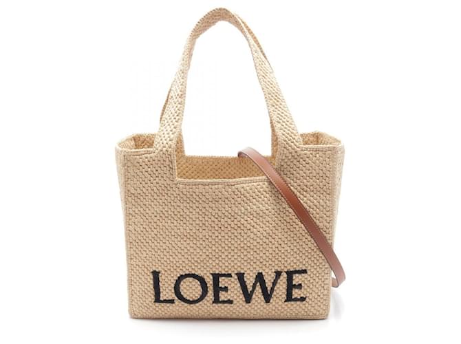 Borsa tote 2 in 1 Loewe in pelle × rafia Loewe Font A685B61X052123 Beige
