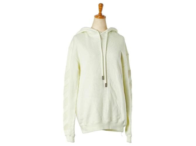 Off White Off-White DIAG CARRYOVER LONG HOODIE Felpa in cotone con cappuccio Verde chiaro