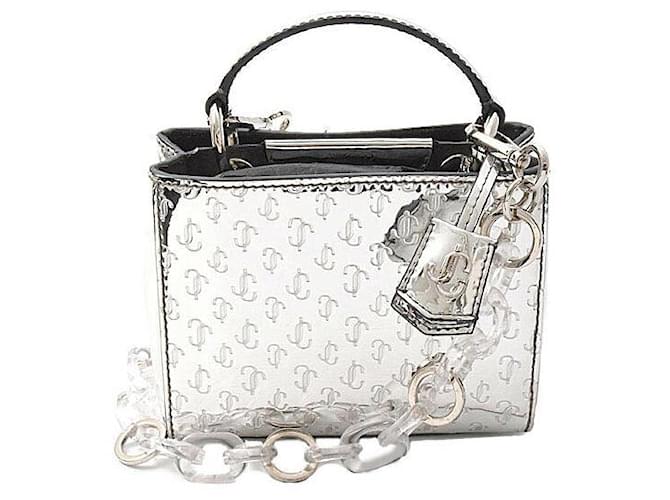 Borsa 2 in 1 Varenne in pelle verniciata Jimmy Choo Argento