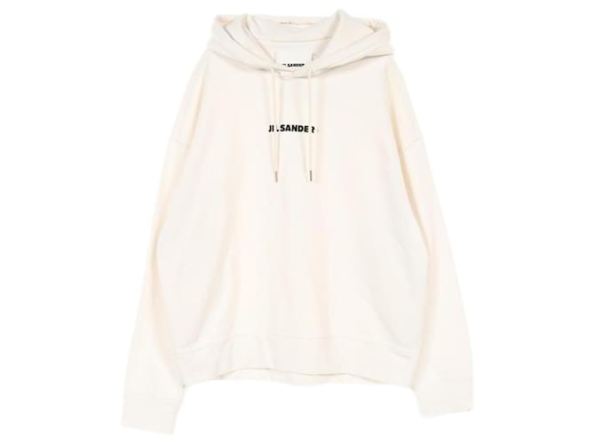 Jil Sander J47GU0002 Felpa di cotone con cappuccio Bianco