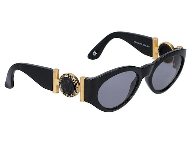 Occhiali da sole Gianni Versace logo Medusa nero e oro MOD.617 COL.852 D'oro