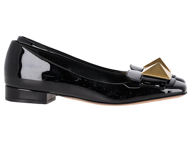 Valentino Garavani Ballerine Valentino One Stud in pelle verniciata nera Nero