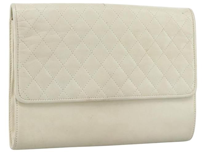 Borsa Clutch in pelle bianca SAINT LAURENT Auth bs21008 Bianco