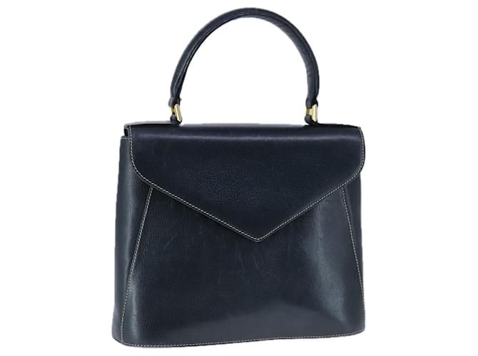 Borsa a mano in pelle Gancini Salvatore Ferragamo blu navy oro Auth bs21083 D'oro