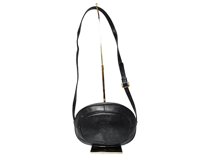 Borsa a spalla/crossbody in pelle liscia vintage Loewe con anagramma Nero