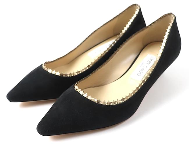 Pumps in pelle scamosciata nera e oro Jimmy Choo