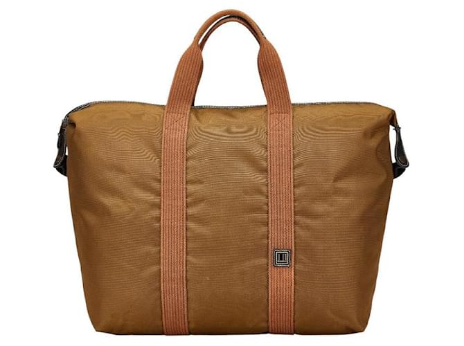 Alfred Dunhill Borsa Boston in tela di nylon con logo Dunhill Marrone