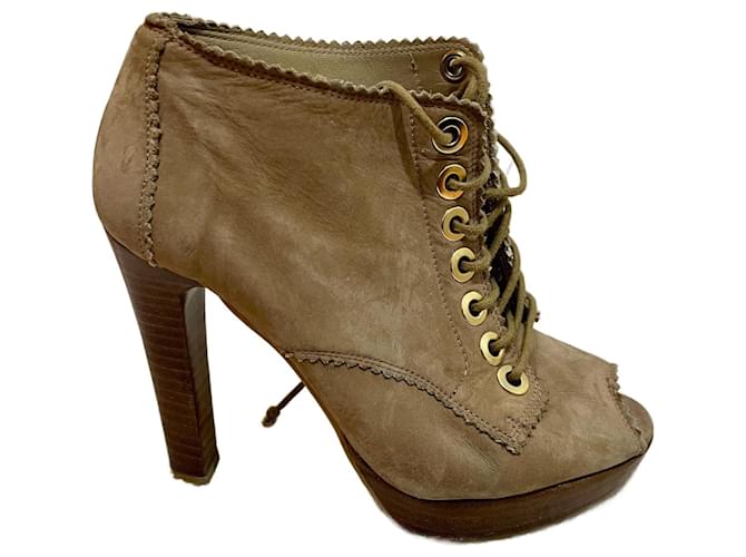 Stuart Weitzman Tacchi peep toe con lacci Marrone Cammello