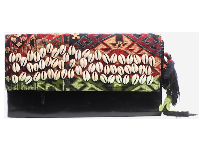 Dries Van Noten Arazzo multicolore e clutch decorato con conchiglie