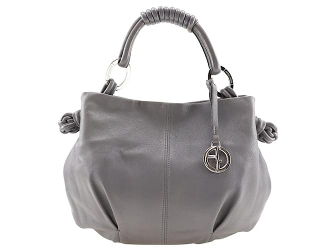 Borsa a spalla in pelle di agnello Armani grigia Grigio