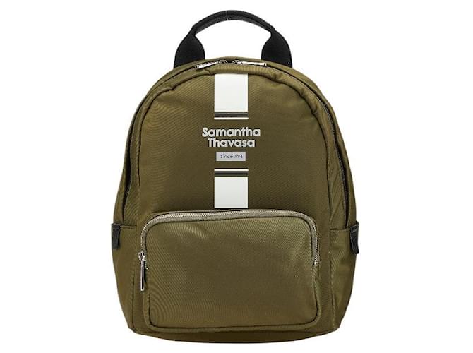 Autre Marque Zaino in nylon e pelle con design del logo Samantha Thavasa Verde