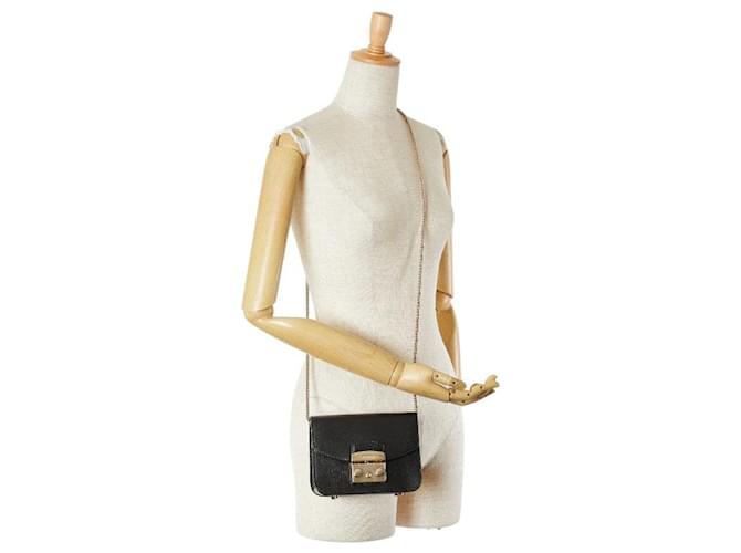 Borsa a spalla in pelle Furla Chain Nero