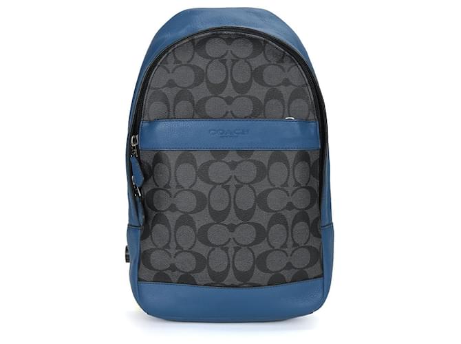 Borsa a spalla in pelle PVC Coach F72043 Blu