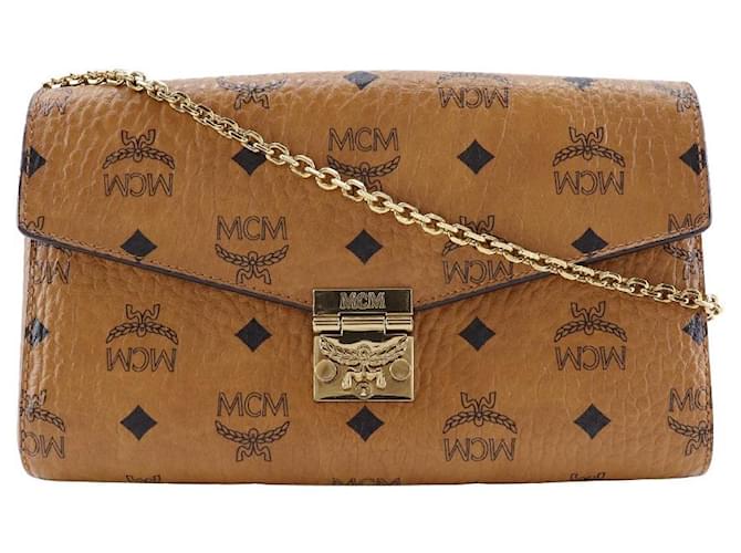 MCM Tracy Borsa Media a Spalla in Pelle PVC Marrone