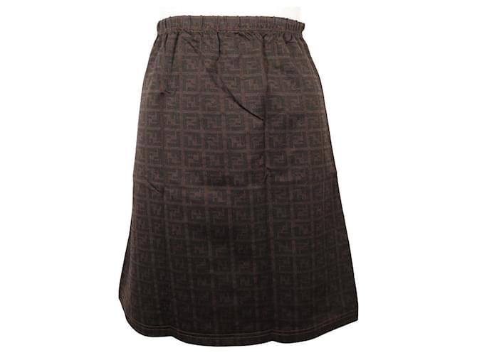 Gonna Mini in Nylon Zucca Fendi Marrone