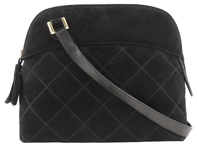 Borsa a spalla in suede trapuntato Salvatore Ferragamo Nero