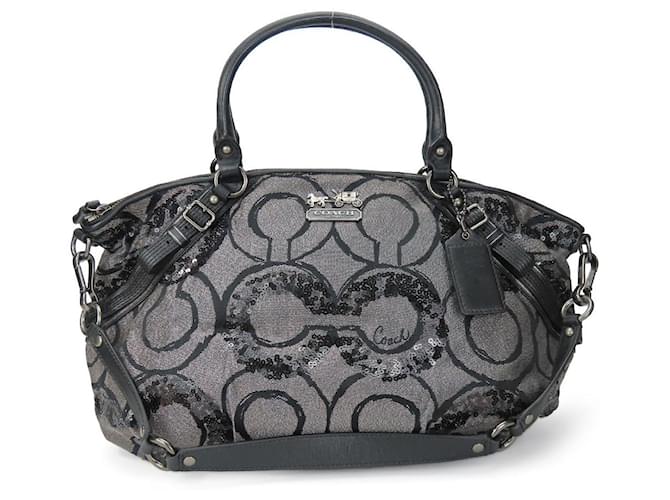 Borsa Coach Op Art Madison in tela, pelle e paillettes Nero