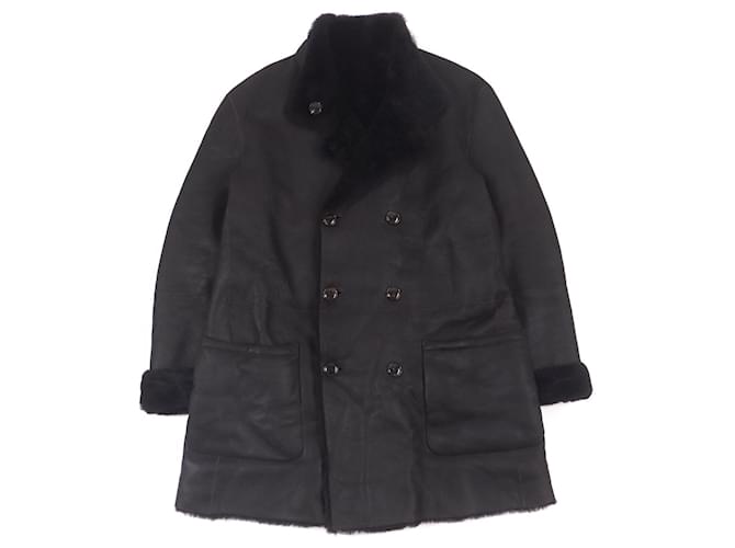 Cappotto in pelle di pecora Giorgio Armani marrone scuro