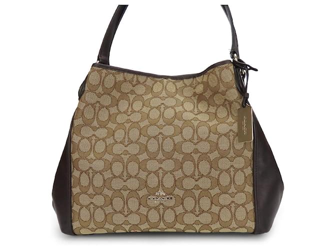 Borsa Tote in Pelle Coach Canvas 36466 Marrone