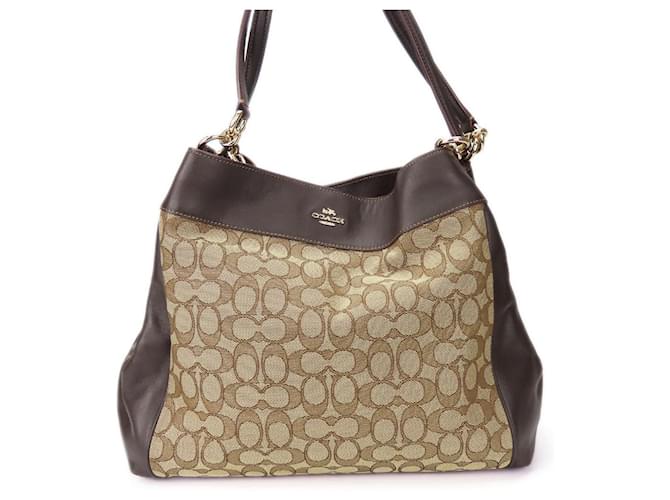 Borsa tote in pelle Coach Canvas F57612 Marrone