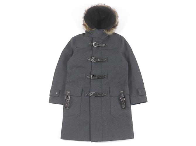 Cappotto con cappuccio in lana, nylon e pelliccia Dolce & Gabbana Marrone