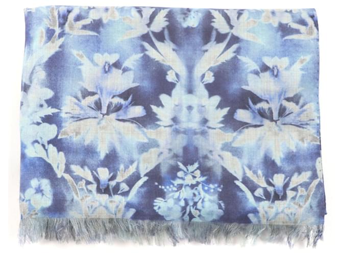 Sciarpa reversibile in lana e seta Berluti blu