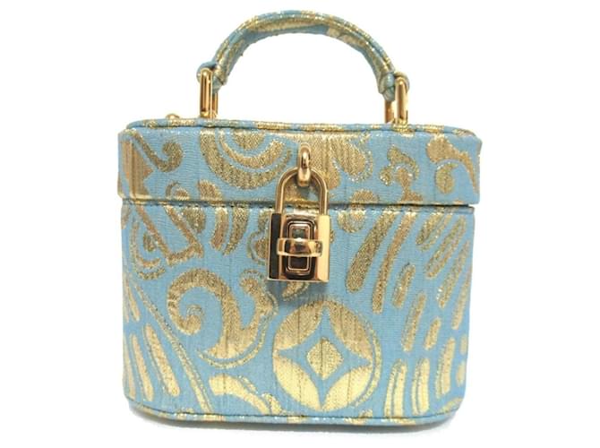 Borsa Vanity Jacquard Alta Moda Dolce & Gabbana D'oro Blu chiaro