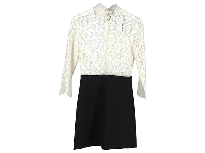 Abito in pizzo bicolore Sandro in cotone bianco