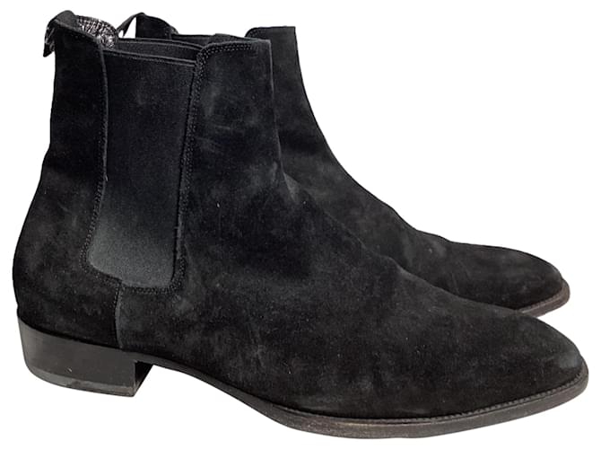 Stivali Chelsea Wyatt di Saint Laurent in suede nero