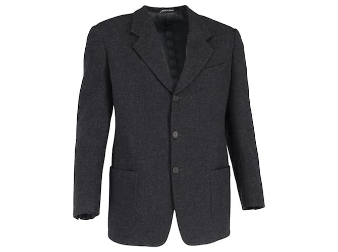 Blazer a un bottone con tasche in lana grigia di Giorgio Armani Grigio