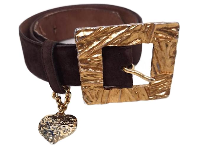 Yves Saint Laurent Cintura scamosciata marrone YSL anni '80