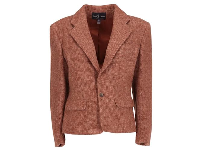 Giacca a spina di pesce marrone Ralph Lauren