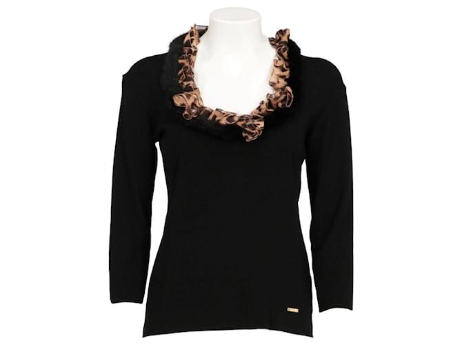 Maglione nero e animalier Roberto Cavalli - anni 2000