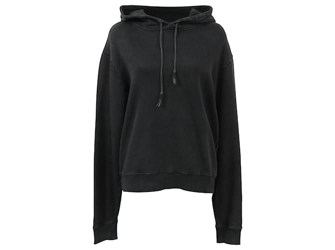 Hoodie in cotone nero decorato Saint Laurent 1971
