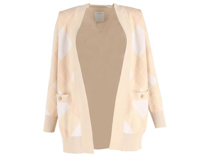 Cardigan aperto stampato Glenda di Sandro Paris con tasche in lana multicolore