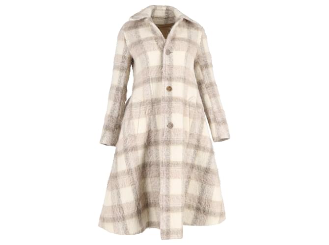 Cappotto a scacchi con cintura Acne Studios in lana di alpaca marrone